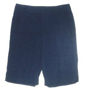 NWT Helmut Lang Navy Blue Viscose Blend Hi-Waist Bermuda Shorts Size 8 MSRP $345